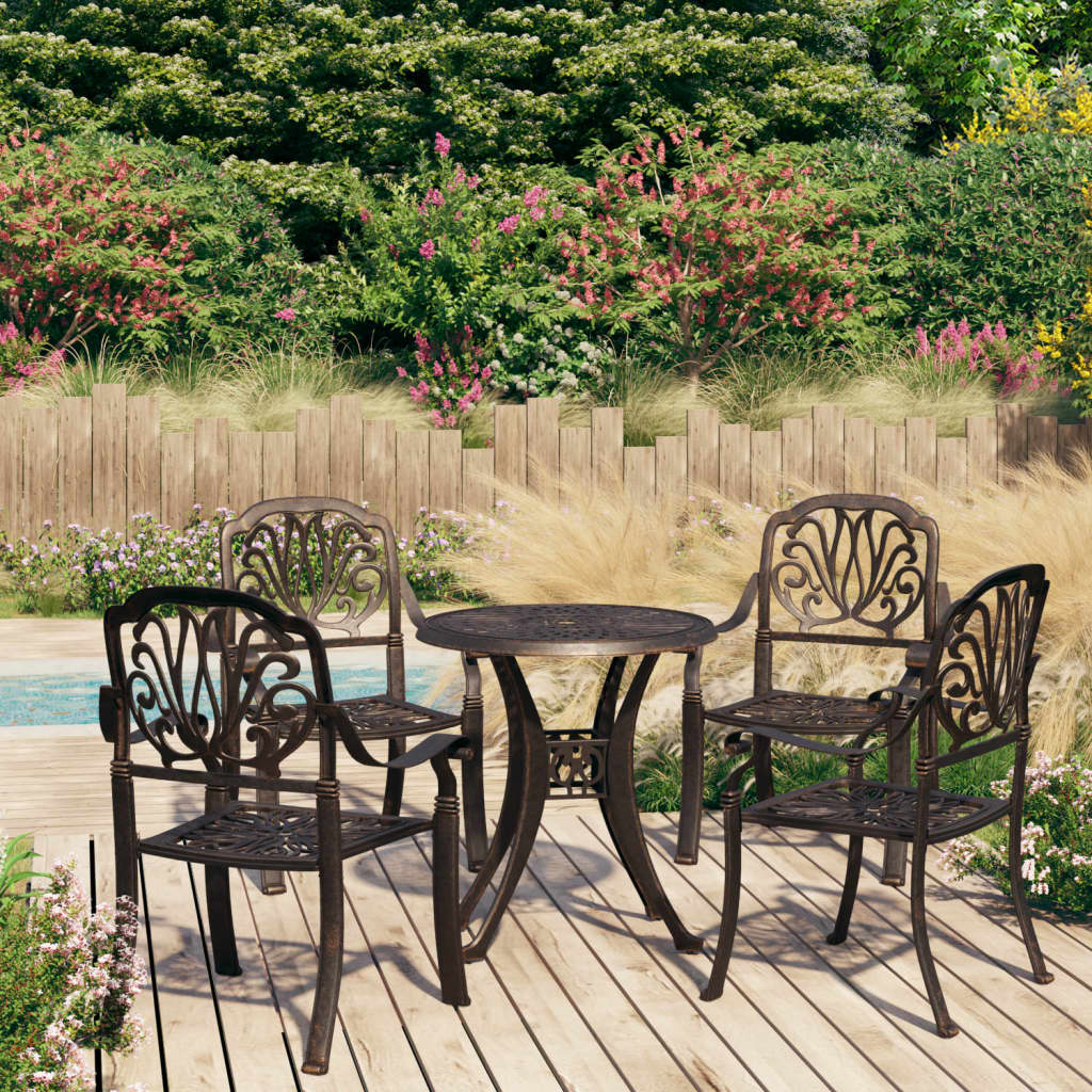 5 Piece Bistro Set Cast Aluminium Bronze