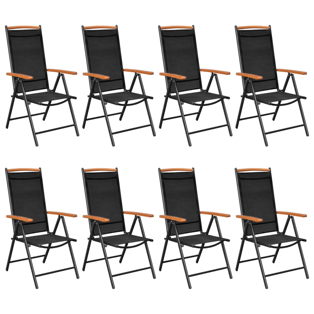 9 Piece Garden Dining Set Aluminium Black