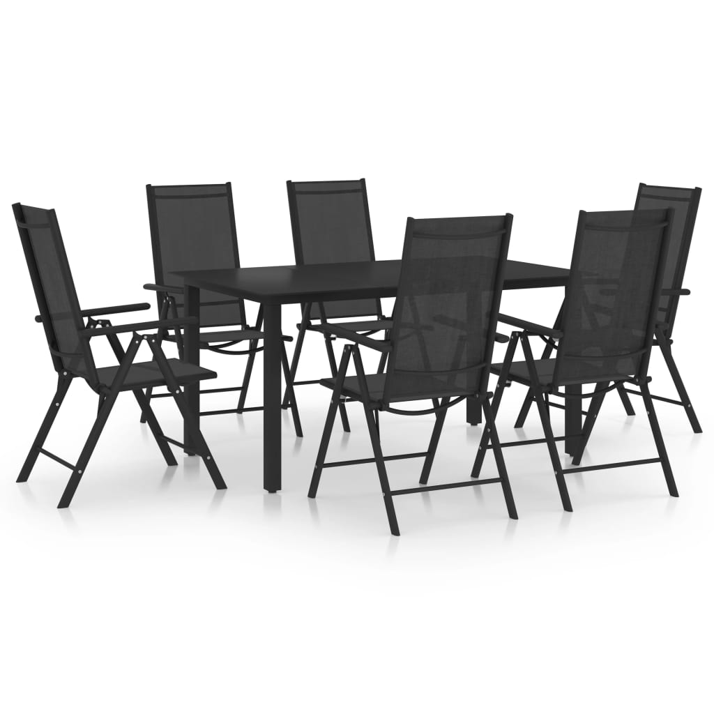 7 Piece Garden Dining Set Aluminium Black