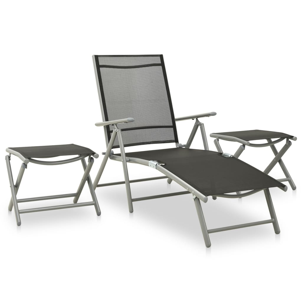 9 Piece Garden Lounge Set Black and Silver