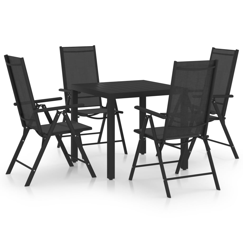 5 Piece Garden Dining Set Aluminium Black