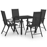 5 Piece Garden Dining Set Aluminium Black