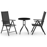 3 Piece Bistro Set Aluminium and Textilene Black