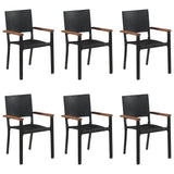 7 Piece Garden Dining Set Poly Rattan Black