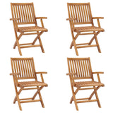 Folding Garden Chairs 4 pcs Solid Teak Wood