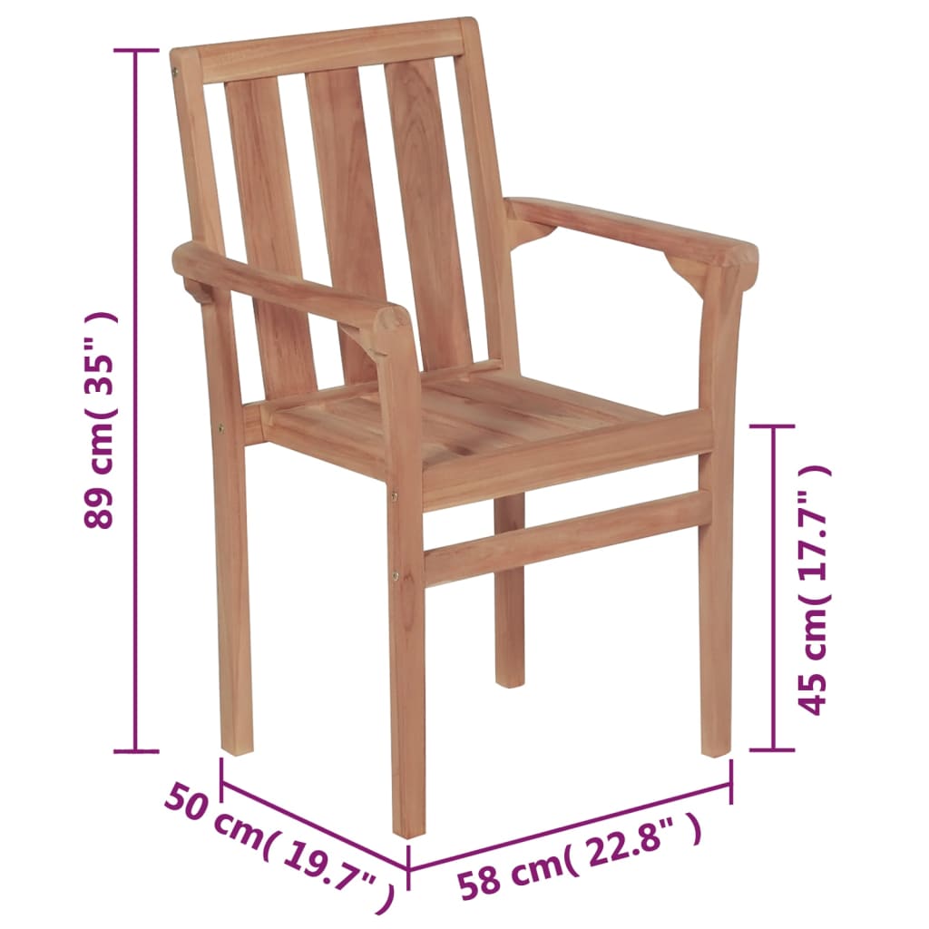 Stackable Garden Chairs 8 pcs Solid Teak Wood