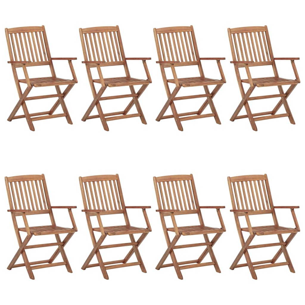 Folding Outdoor Chairs 8 pcs Solid Acacia Wood