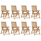 Folding Garden Chairs 8 pcs Solid Acacia Wood