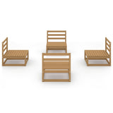 4 Piece Garden Lounge Set Honey Brown Solid Wood Pine