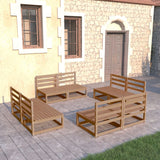 8 Piece Garden Lounge Set Honey Brown Solid Pinewood