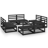 8 Piece Garden Lounge Set Black Solid Pinewood