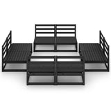 8 Piece Garden Lounge Set Black Solid Pinewood