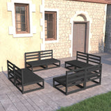 8 Piece Garden Lounge Set Black Solid Pinewood