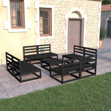 9 Piece Garden Lounge Set Black Solid Pinewood