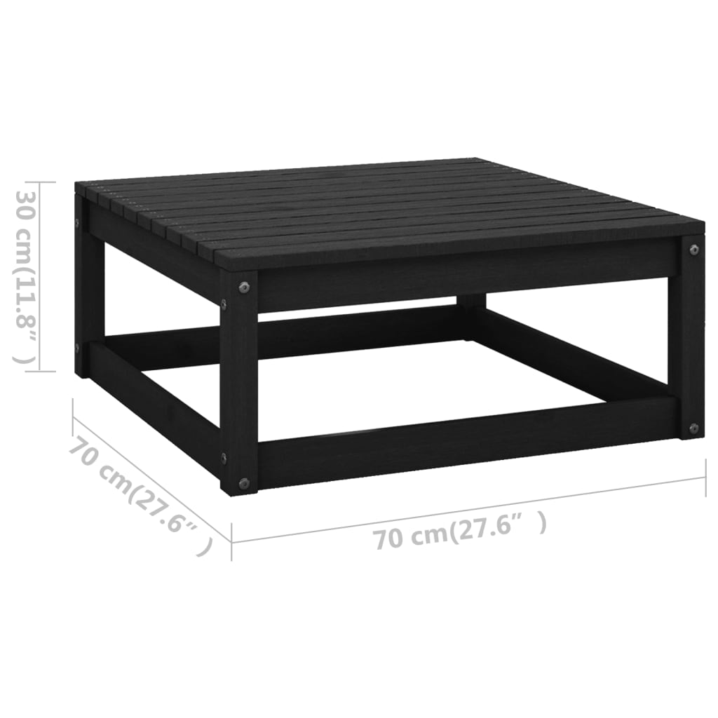 6 Piece Garden Lounge Set Black Solid Pinewood