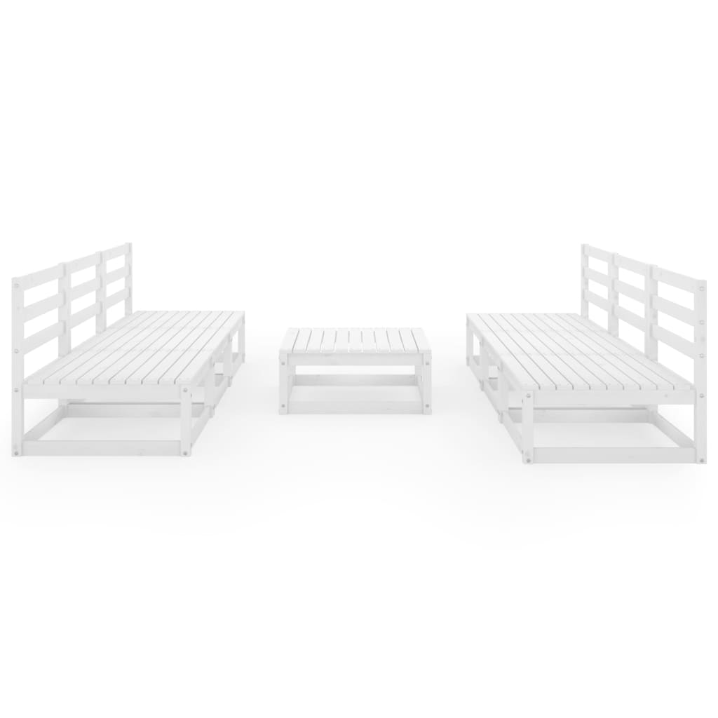 7 Piece Garden Lounge Set White Solid Wood Pine