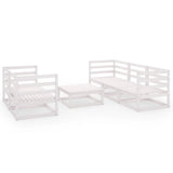 6 Piece Garden Lounge Set White Solid Wood Pine