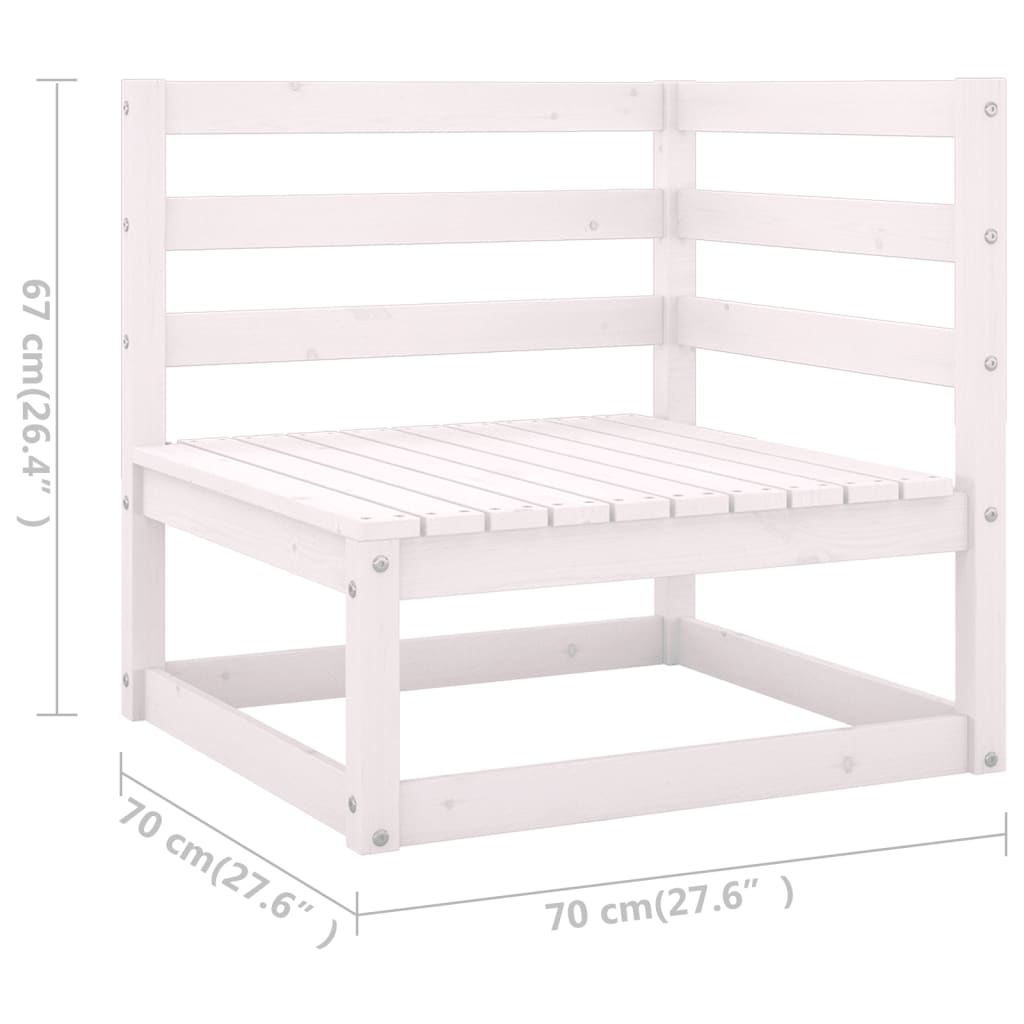 7 Piece Garden Lounge Set White Solid Pinewood