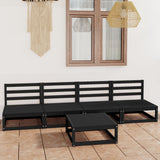 5 Piece Garden Lounge Set Black Solid Pinewood