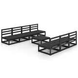 8 Piece Garden Lounge Set Black Solid Pinewood