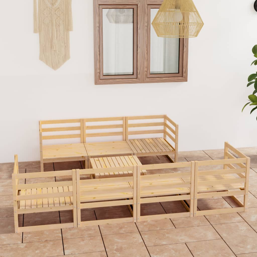 8 Piece Garden Lounge Set Solid Wood Pine