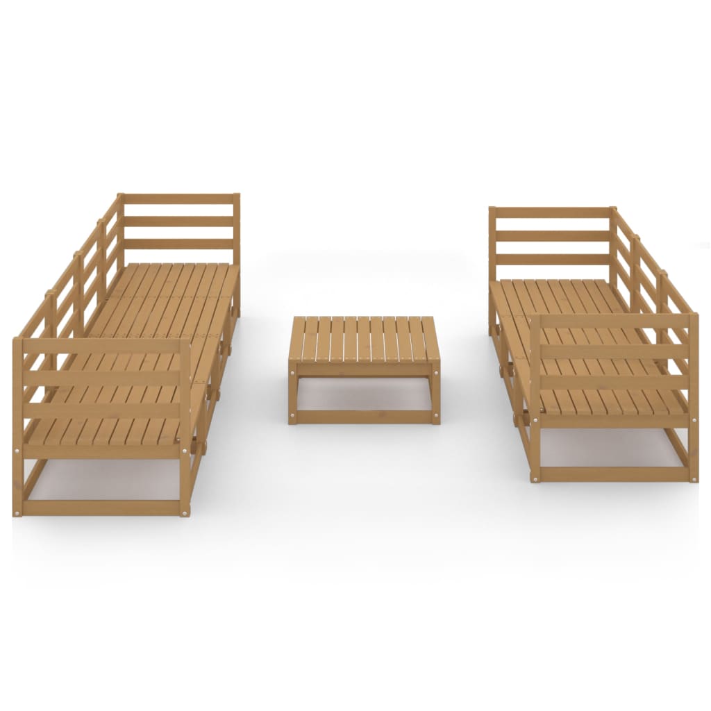 8 Piece Garden Lounge Set Honey Brown Solid Pinewood