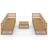 9 Piece Garden Lounge Set Honey Brown Solid Pinewood