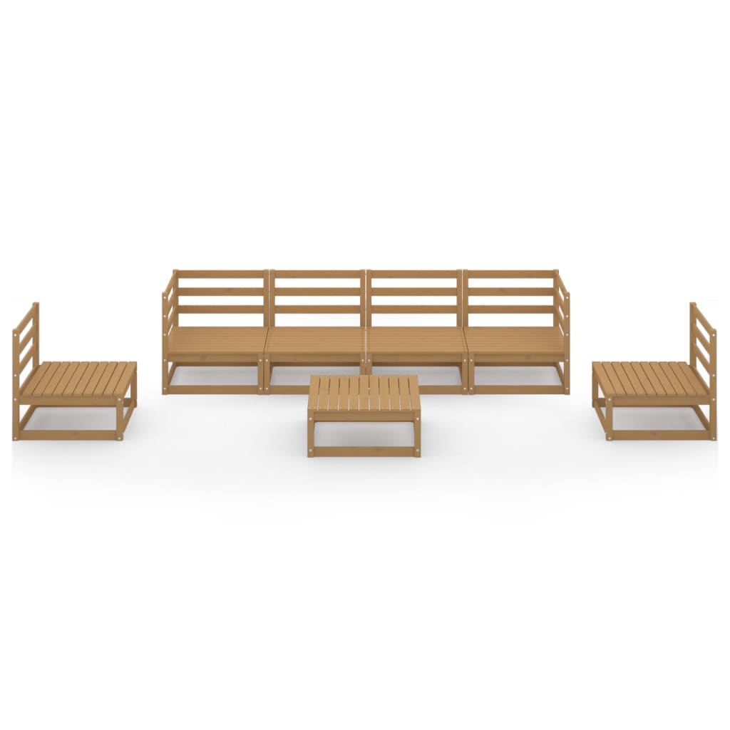 7 Piece Garden Lounge Set Honey Brown Solid Pinewood