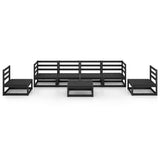 7 Piece Garden Lounge Set Black Solid Pinewood
