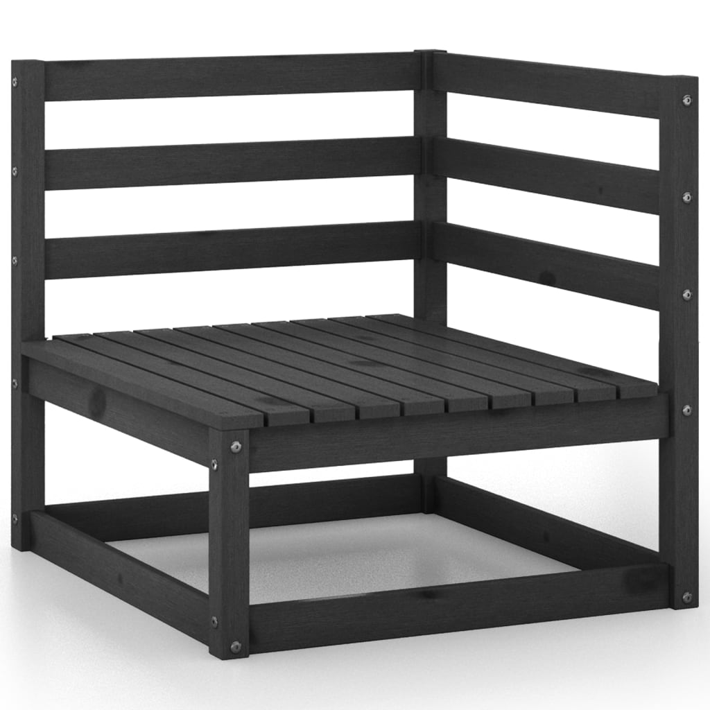 7 Piece Garden Lounge Set Black Solid Pinewood