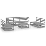 8 Piece Garden Lounge Set Grey Solid Wood Pine