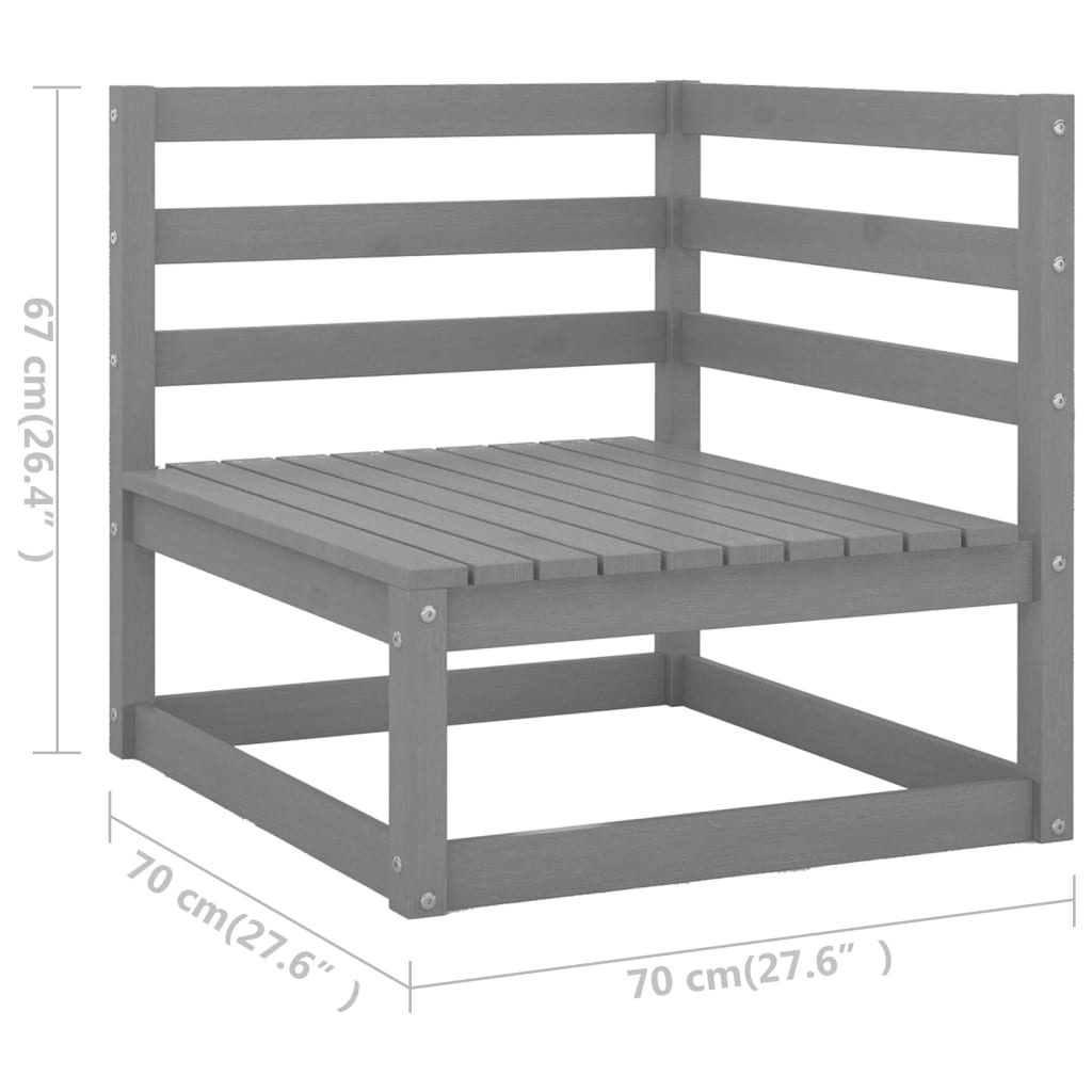 8 Piece Garden Lounge Set Grey Solid Wood Pine