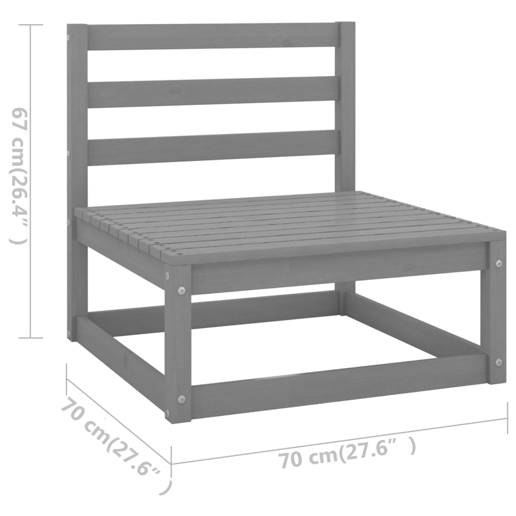 8 Piece Garden Lounge Set Grey Solid Wood Pine