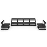 8 Piece Garden Lounge Set Black Solid Pinewood