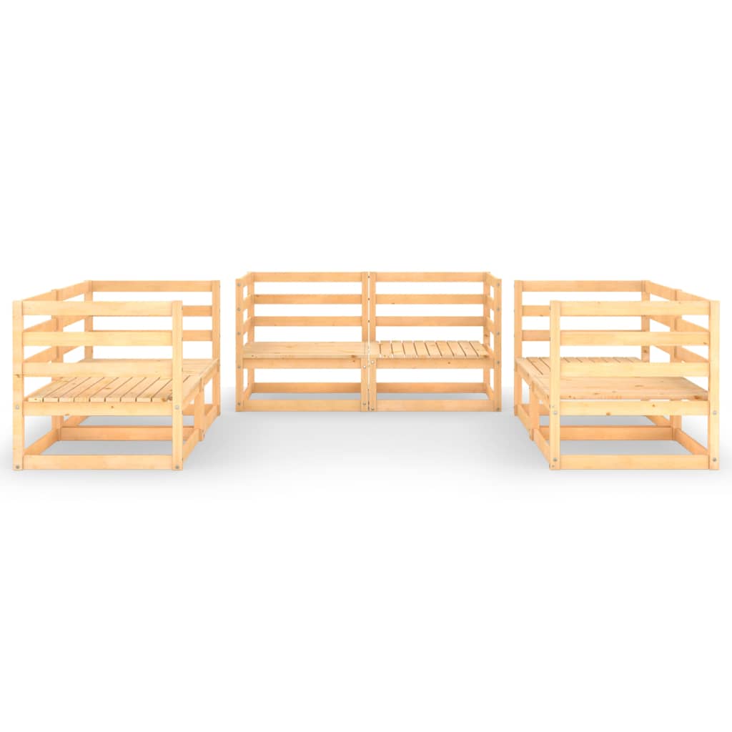 6 Piece Garden Lounge Set Solid Pinewood