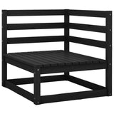 7 Piece Garden Lounge Set Black Solid Wood Pine