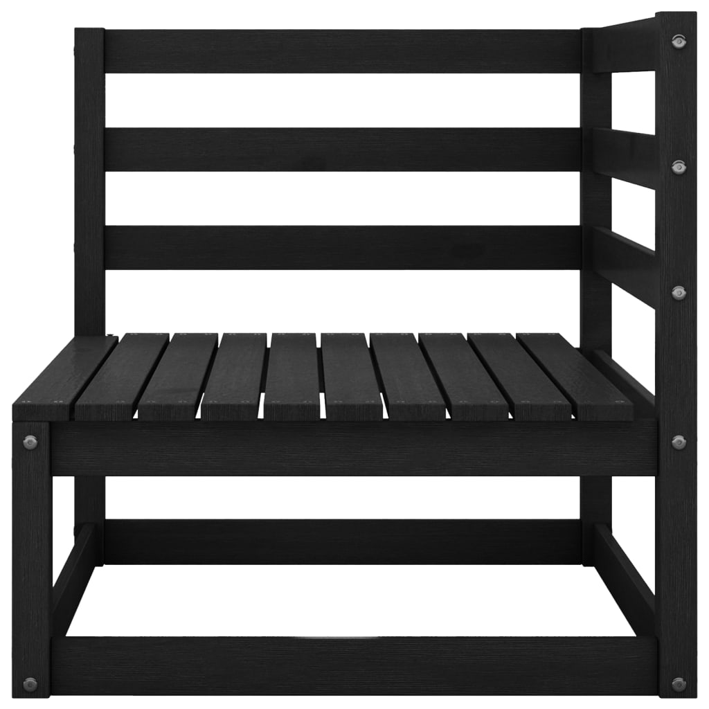 7 Piece Garden Lounge Set Black Solid Wood Pine