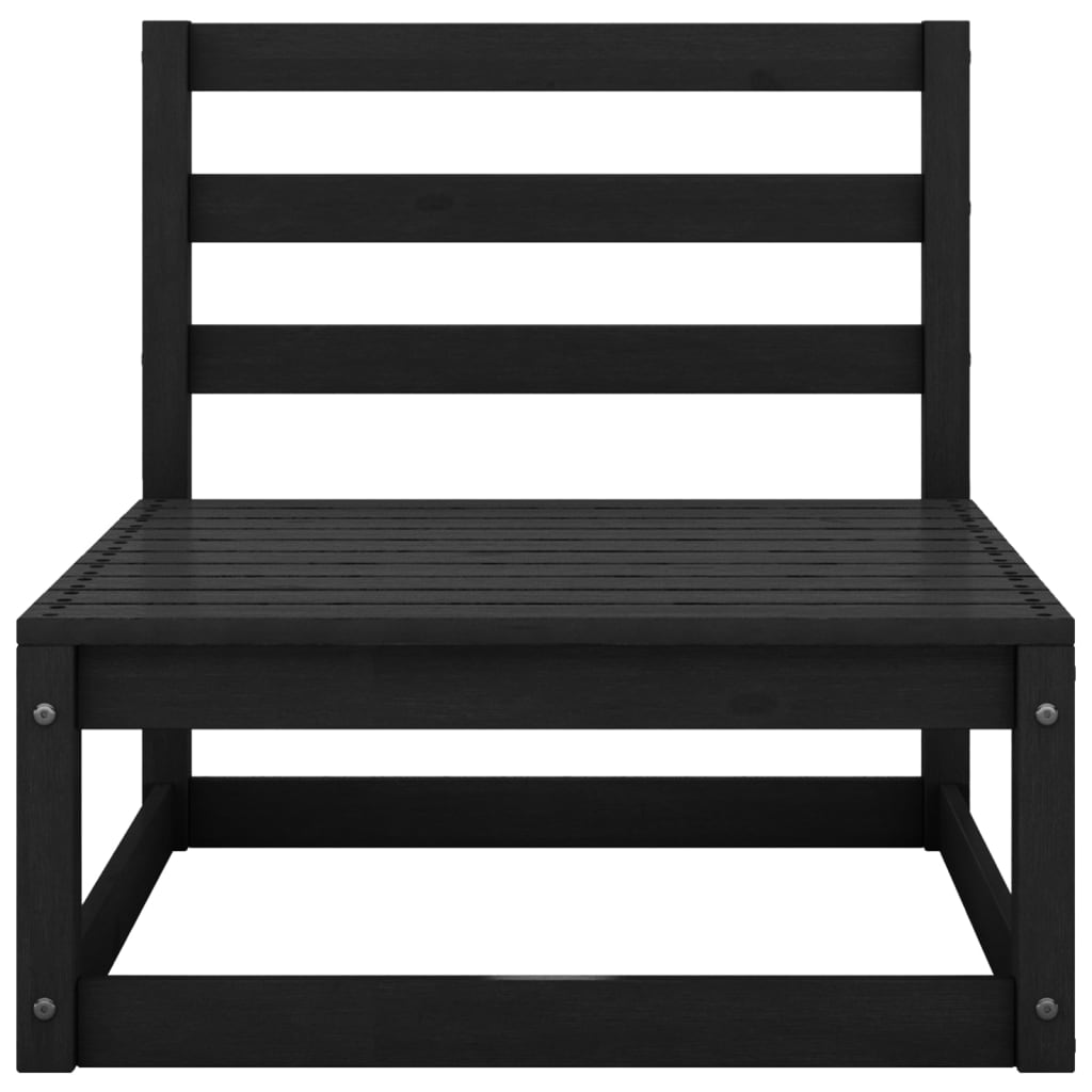 7 Piece Garden Lounge Set Black Solid Wood Pine