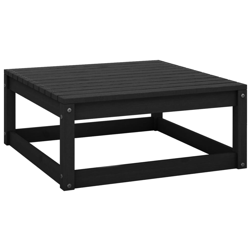 7 Piece Garden Lounge Set Black Solid Wood Pine