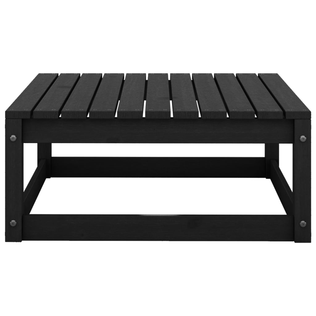 7 Piece Garden Lounge Set Black Solid Wood Pine