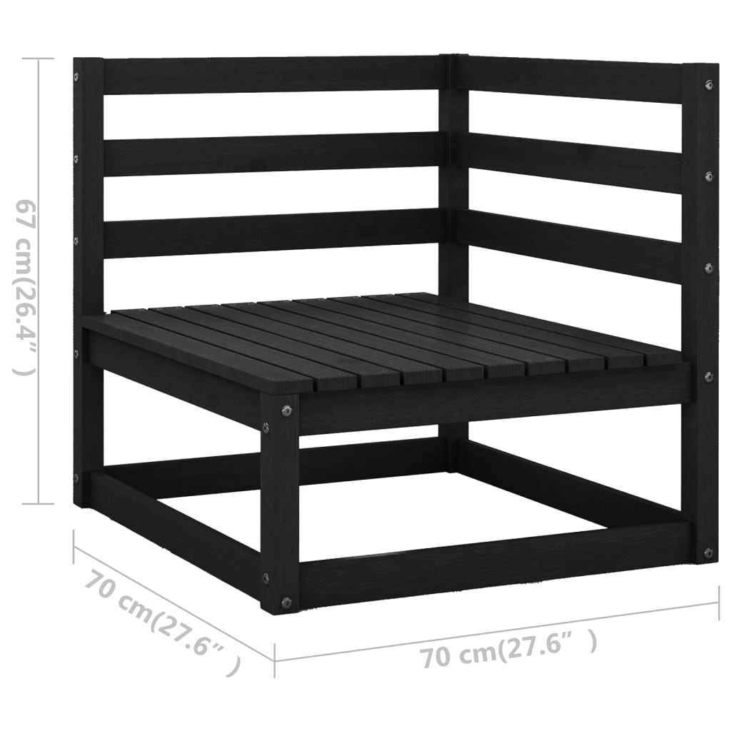 7 Piece Garden Lounge Set Black Solid Wood Pine