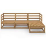 4 Piece Garden Lounge Set Honey Brown Solid Wood Pine