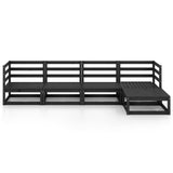 5 Piece Garden Lounge Set Black Solid Pinewood