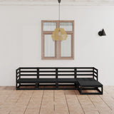 5 Piece Garden Lounge Set Black Solid Pinewood
