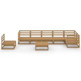 8 Piece Garden Lounge Set  Honey Brown Solid Pinewood