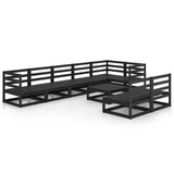 9 Piece Garden Lounge Set Black Solid Pinewood