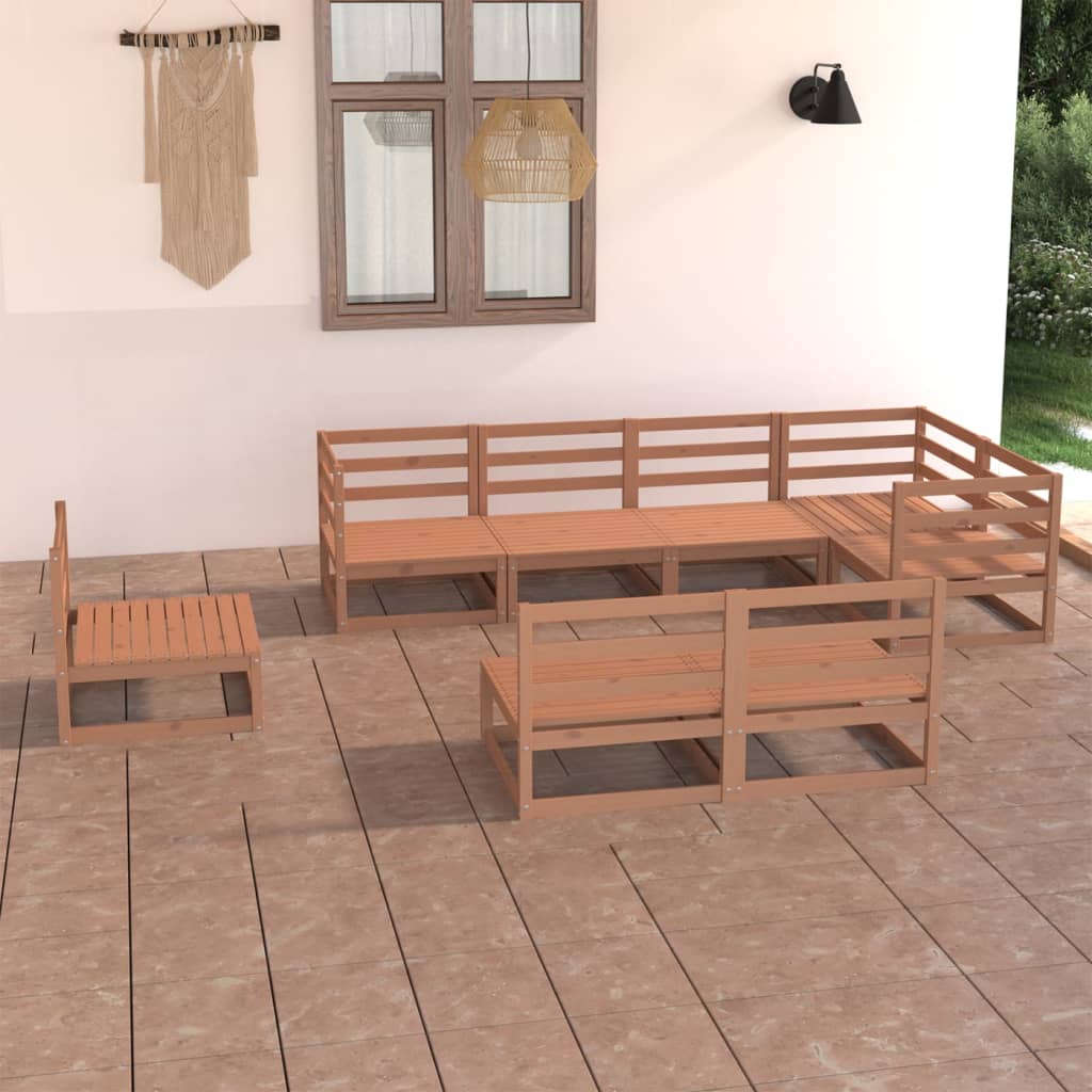 8 Piece Garden Lounge Set Honey Brown Solid Pinewood