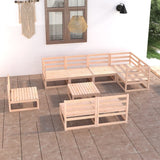 9 Piece Garden Lounge Set Solid Pinewood