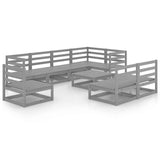 9 Piece Garden Lounge Set Grey Solid Pinewood