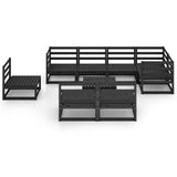 9 Piece Garden Lounge Set Black Solid Pinewood